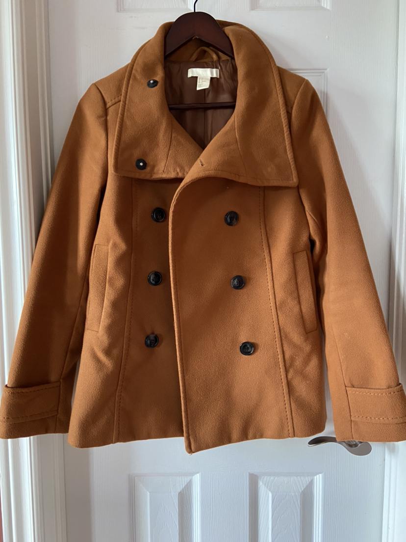 H&M Pea Coat Fall Winter Caramel/Tan Sz 6 - photo 2