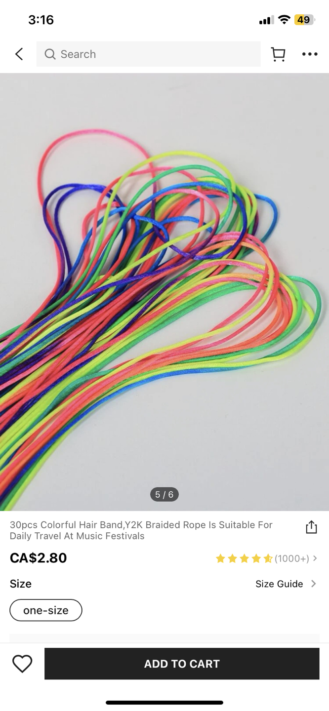 Rainbow rope for hair braid and ties. image indicator(5)