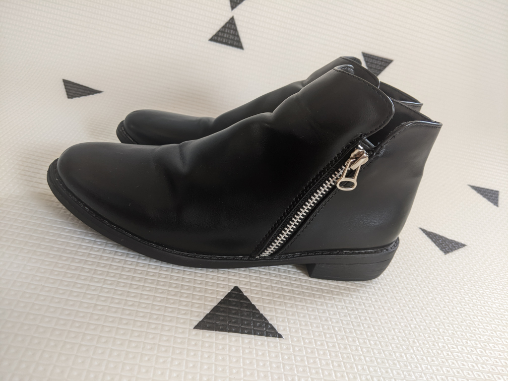 Black Faux Leather Ankle Boots (Gently Worn) image indicator(2)