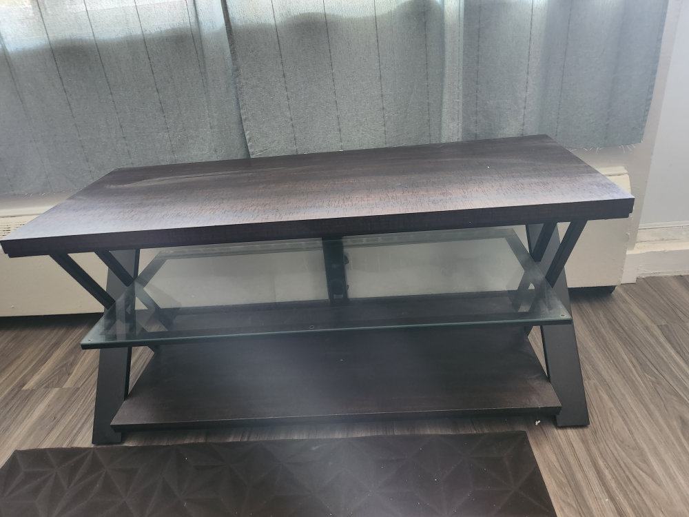 Wood glass TV stand