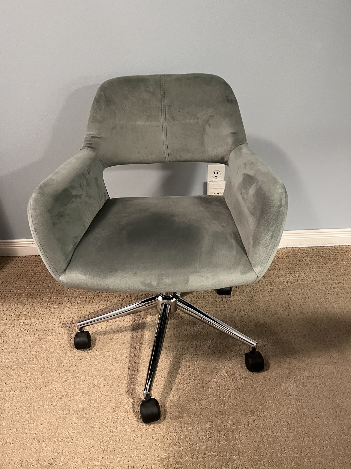 Green velvet desk chair