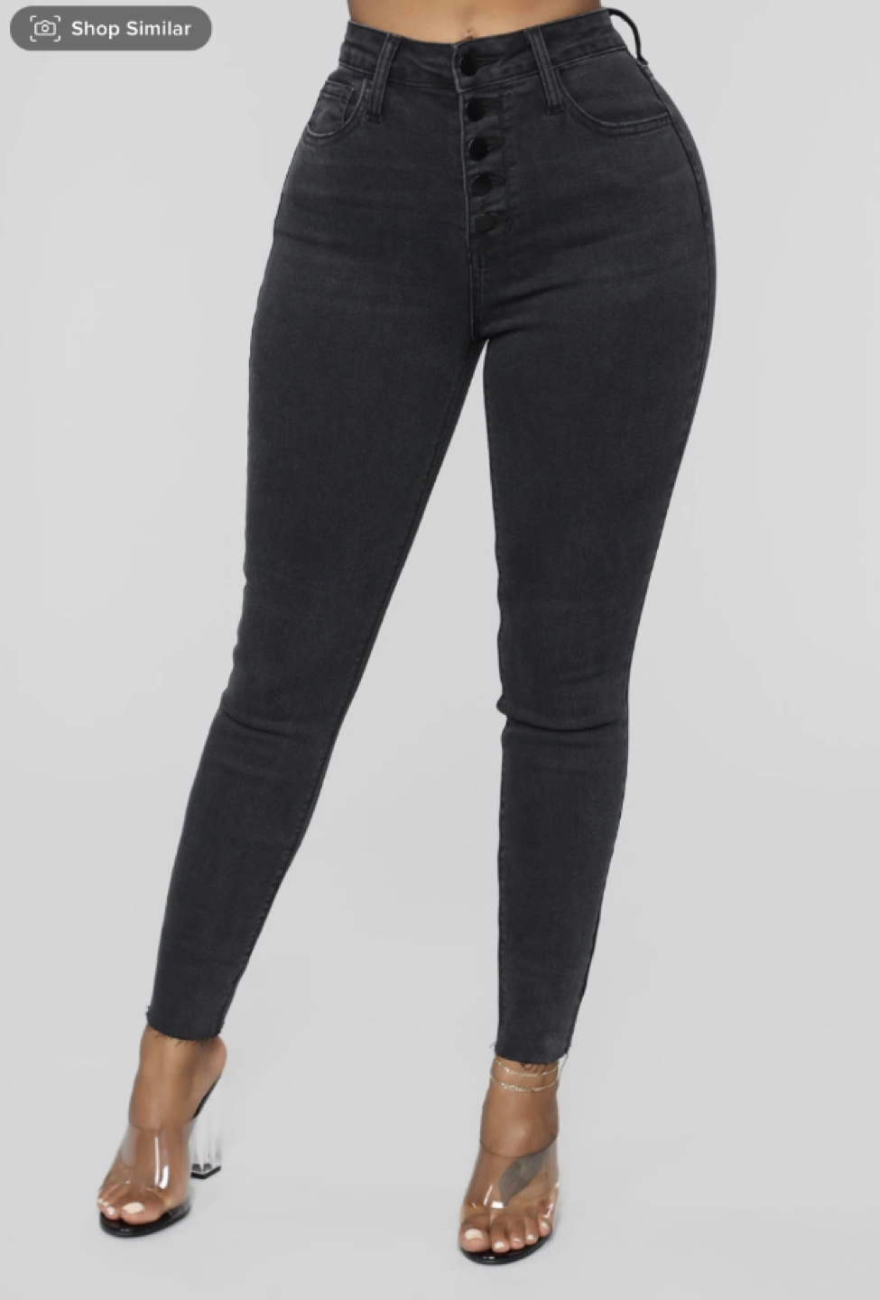[BRAND NEW] Washed Black High Rise Button Up Jeans thumbnail