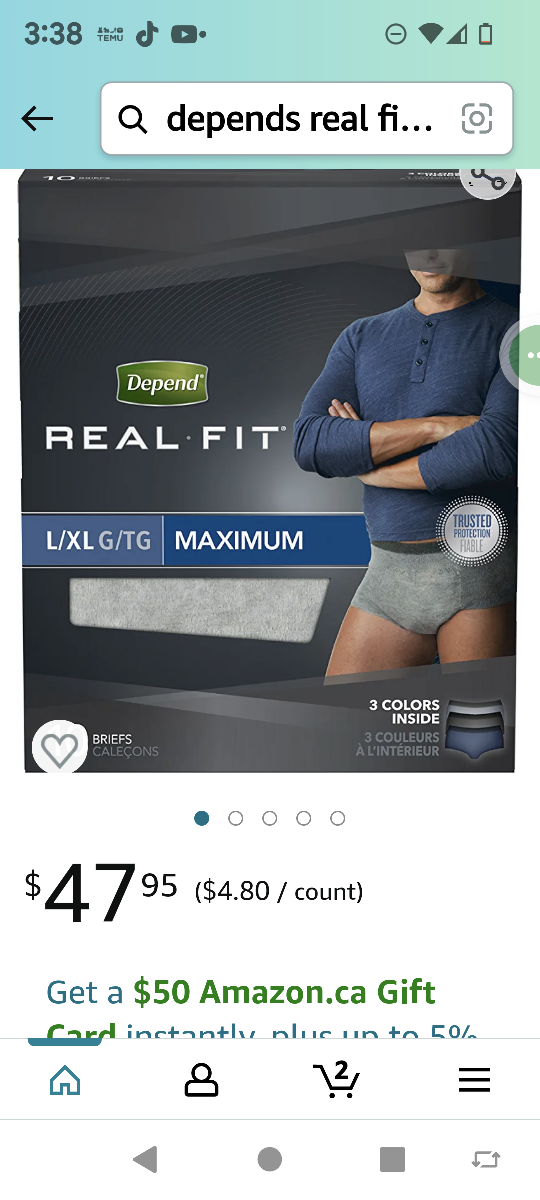 Depends men's real fit inconvenience pull ups thumbnail
