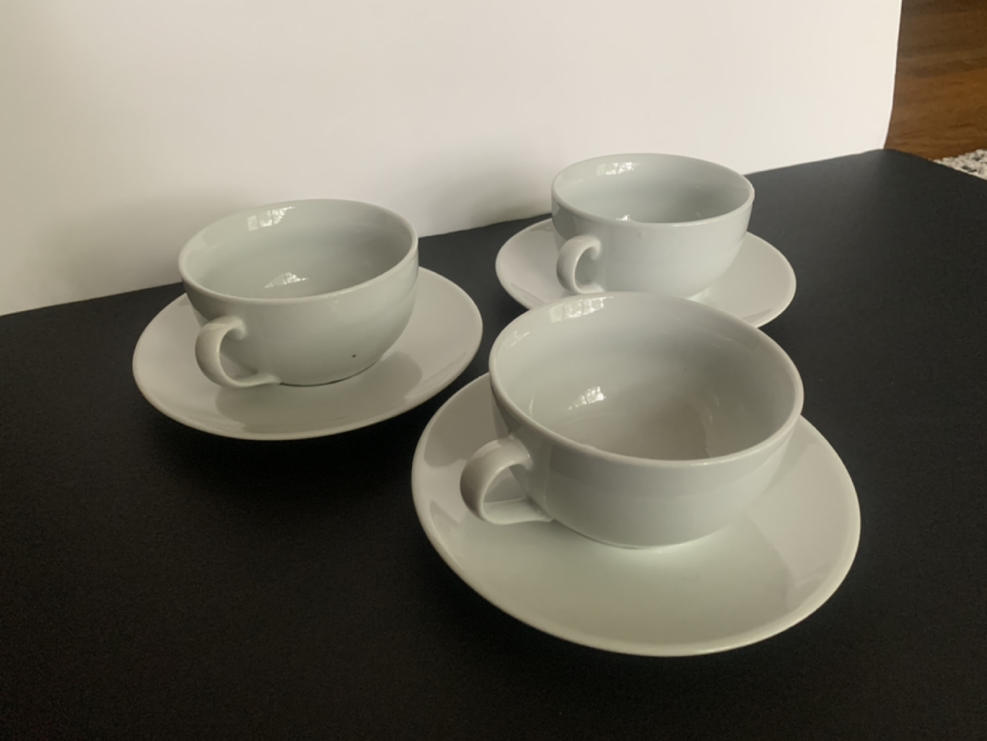 Pure white ceramic tea / coffee cups & saucers set 6PC