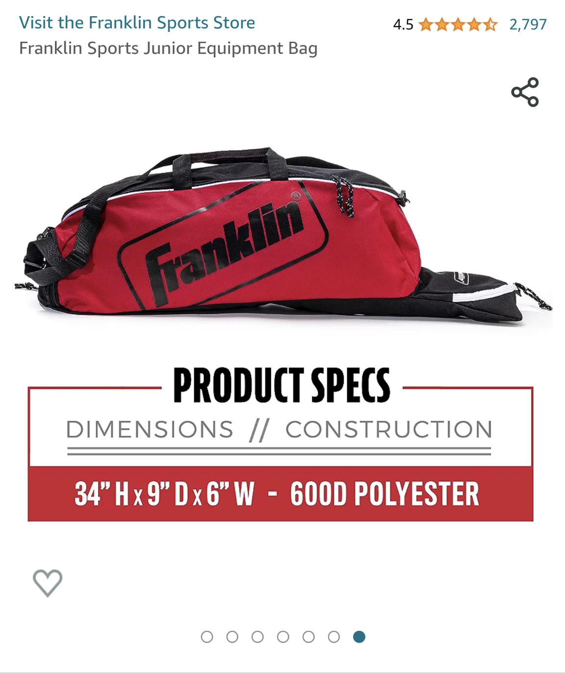 Franklin softball/baseball junior equipment bag image indicator(7)