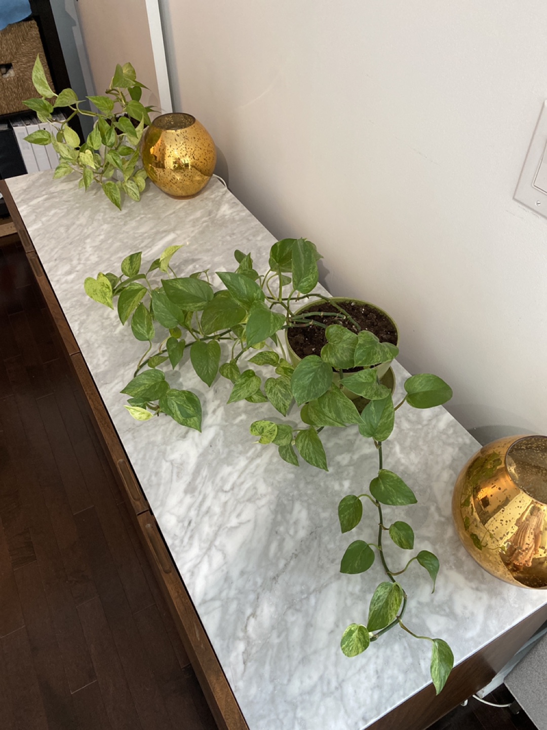 CB2 marble/walnut wood media console - photo 2