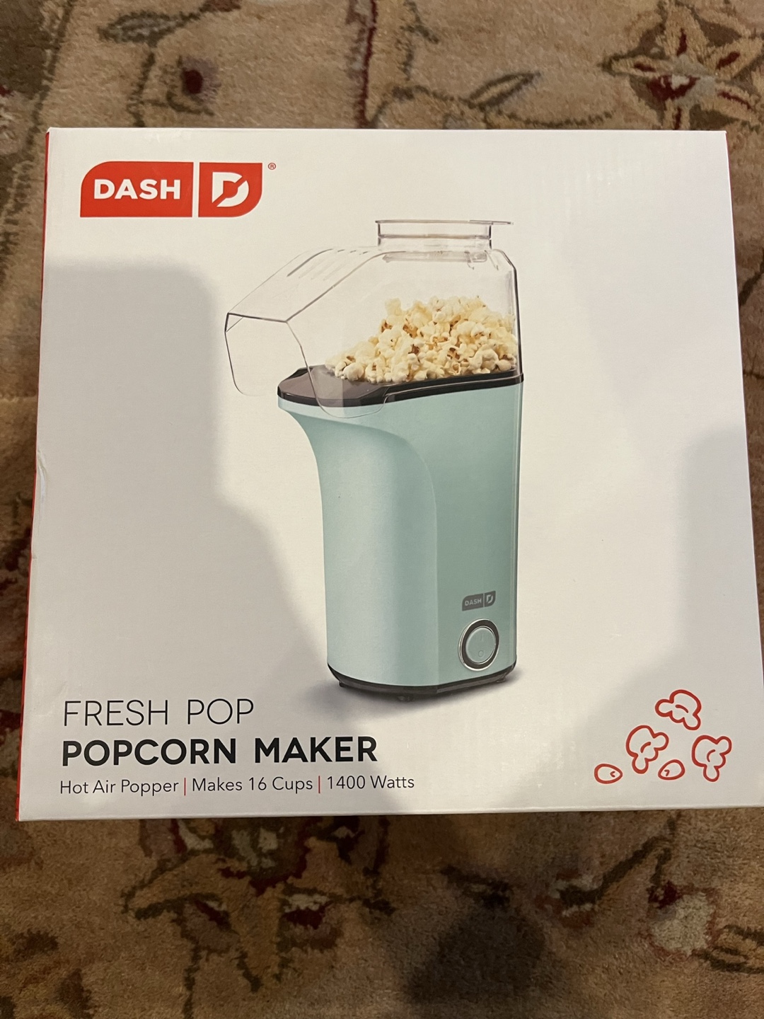 DASH Hot Air Popcorn Popper Maker with Measuring Cup - BRAND NEW thumbnail