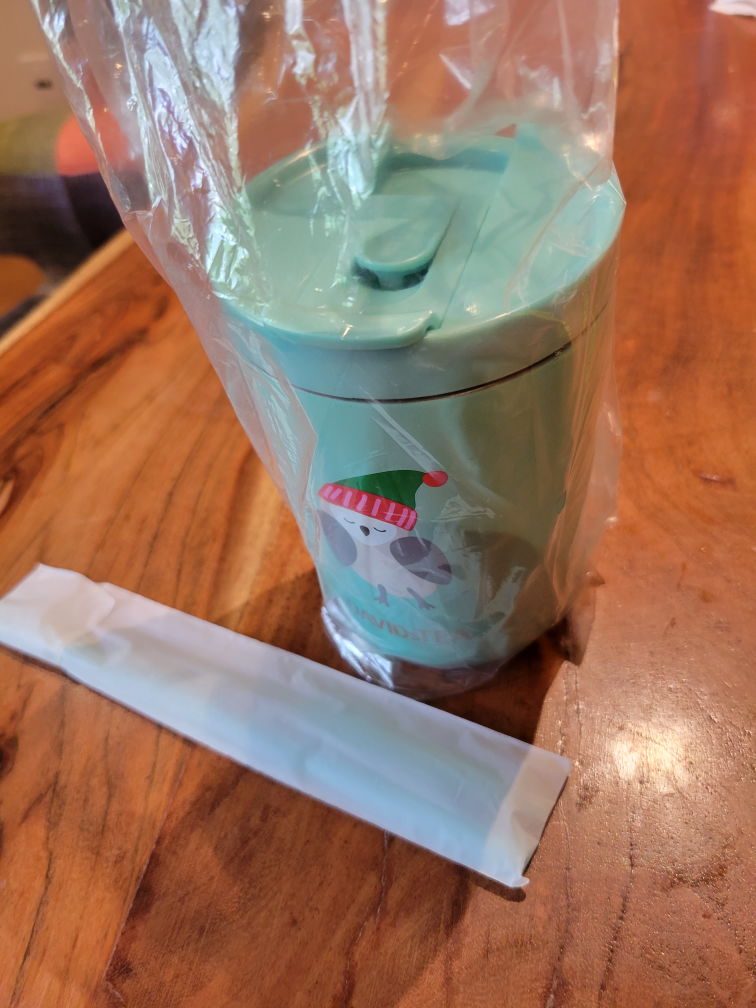 BRAND NEW kids tumbler davidsTEA with straw and brush