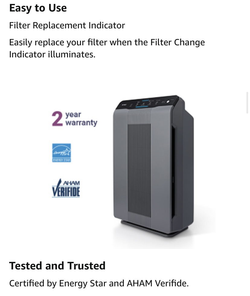 Winix Air Purifier image indicator(9)