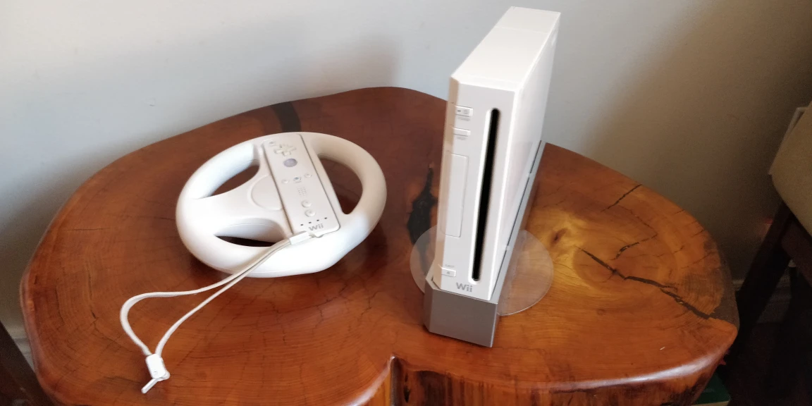 First Gen Wii with all cables, wheel and Wiimote thumbnail