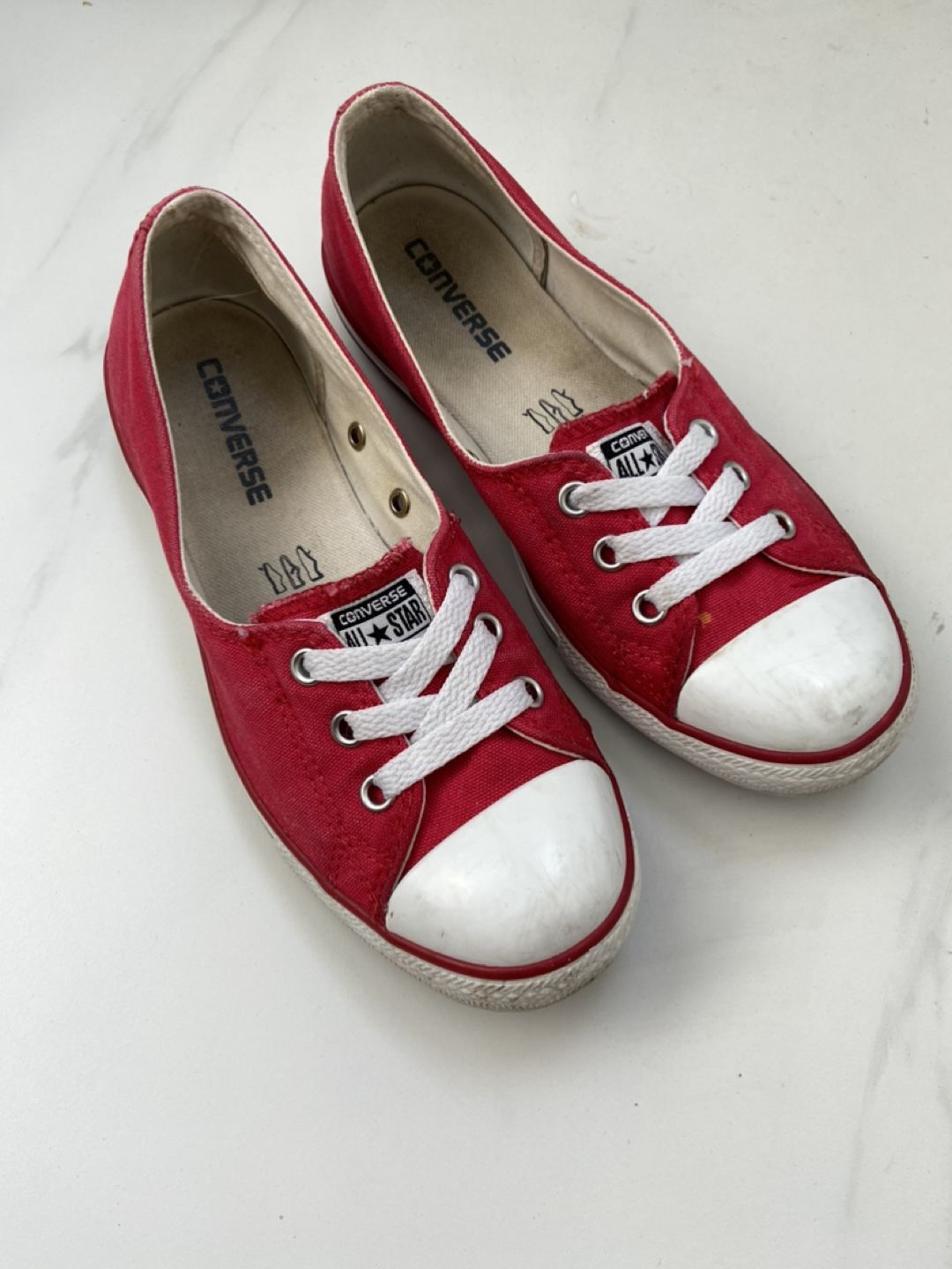 Converse Size 7 Ballet lace Slip On flats Red thumbnail
