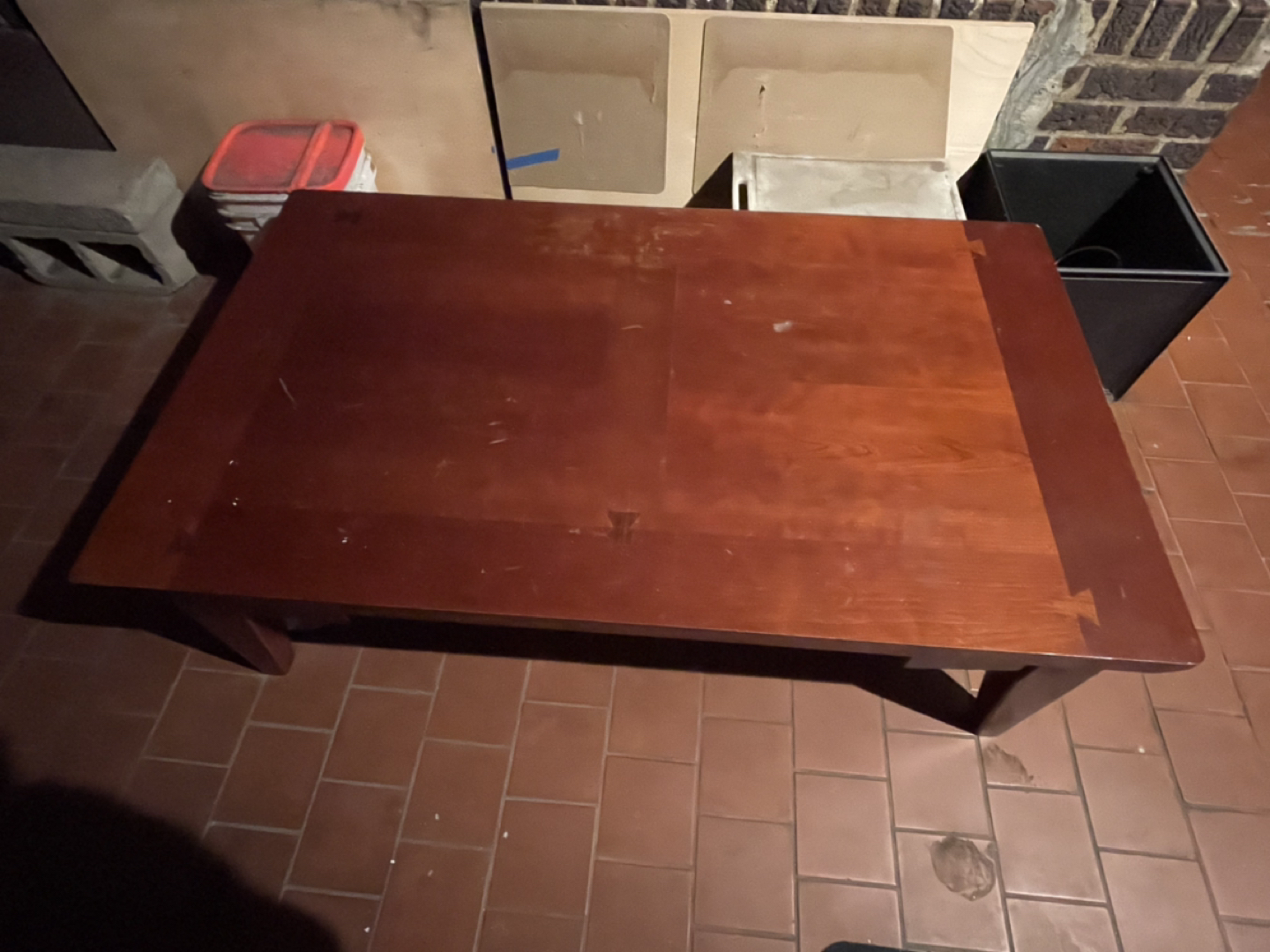 Solid wood coffee table.