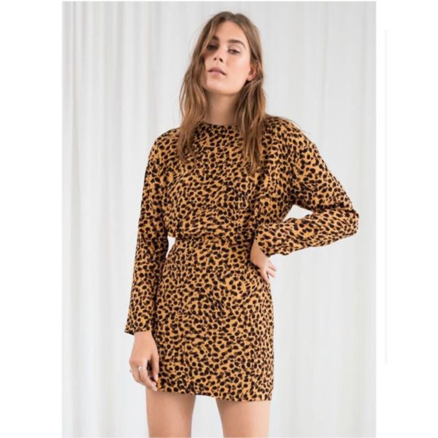Open-back long-sleeved cheetah animal print dress thumbnail