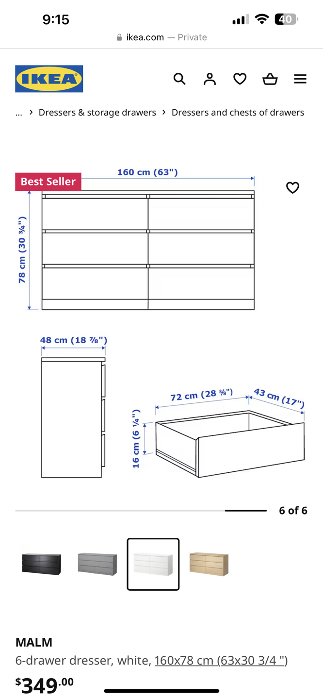 Ikea Malm 6 drawer dresser - photo 3