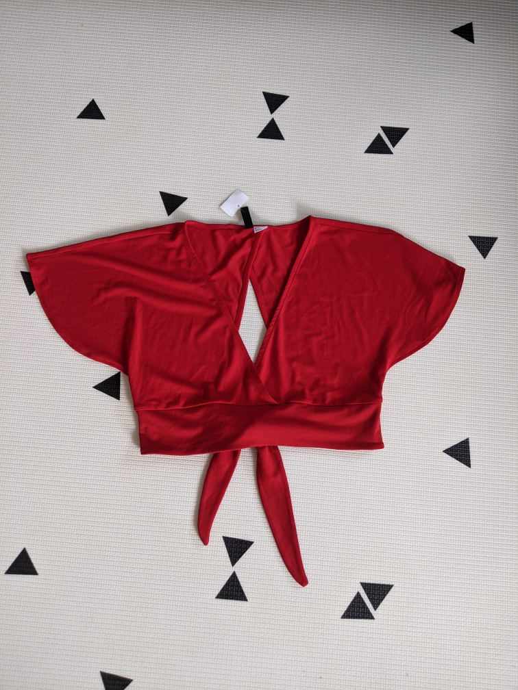 Brand New Red Cropped Low Neck Night Out Top image indicator(2)