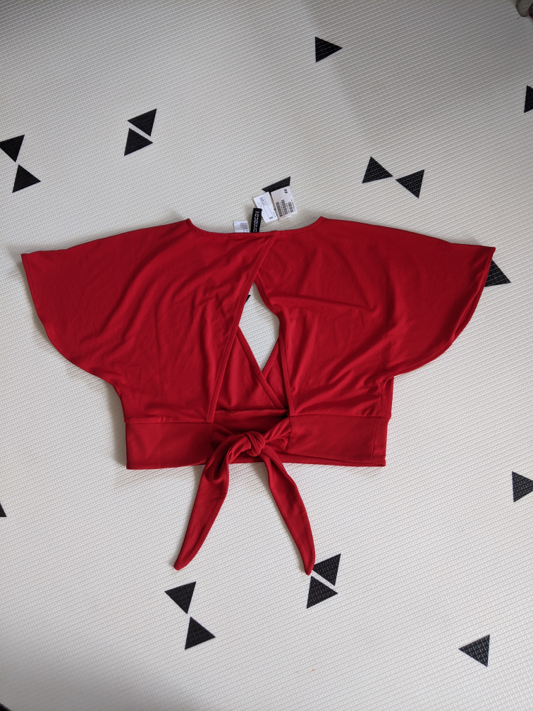 Brand New Red Cropped Low Neck Night Out Top image indicator(4)
