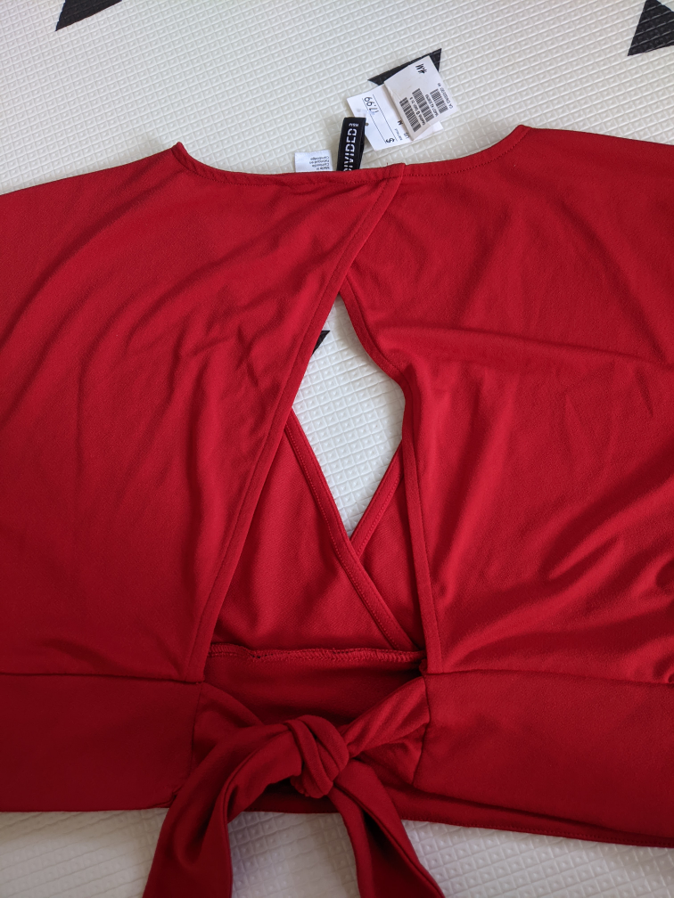 Brand New Red Cropped Low Neck Night Out Top image indicator(5)