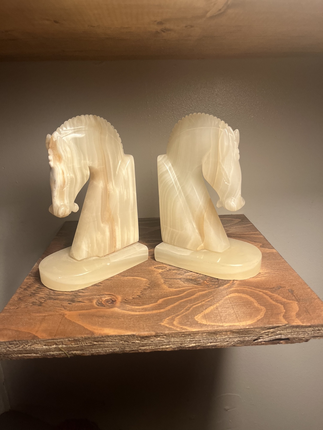 Vintage Onyx Horse Head Bookends thumbnail