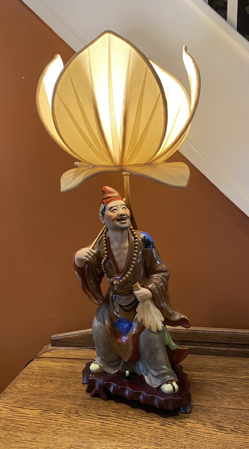 Chinese Man lamp with Lotus (pick up Coxwell/Danforth) thumbnail