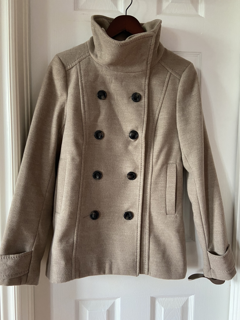H&M Pea Coat Fall Winter  Beige/Cream Sz 6