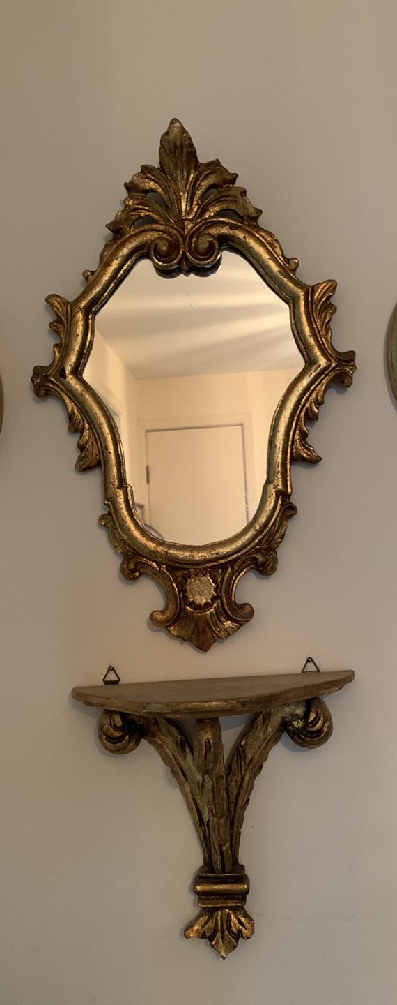 Fancy Mirror with Matching Small Wall Shelf