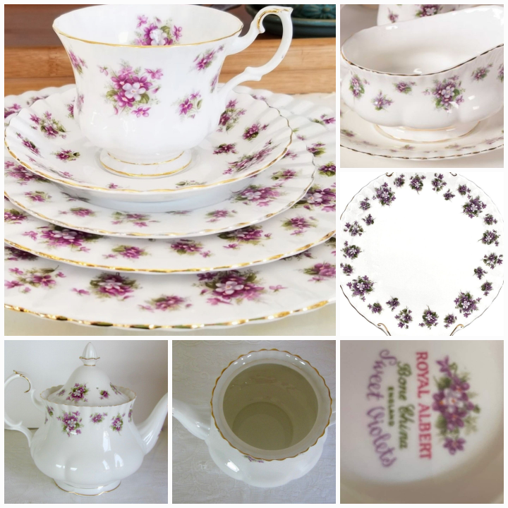 Royal Albert "Sweet Violets " Dinner and Tea Set for 8 thumbnail