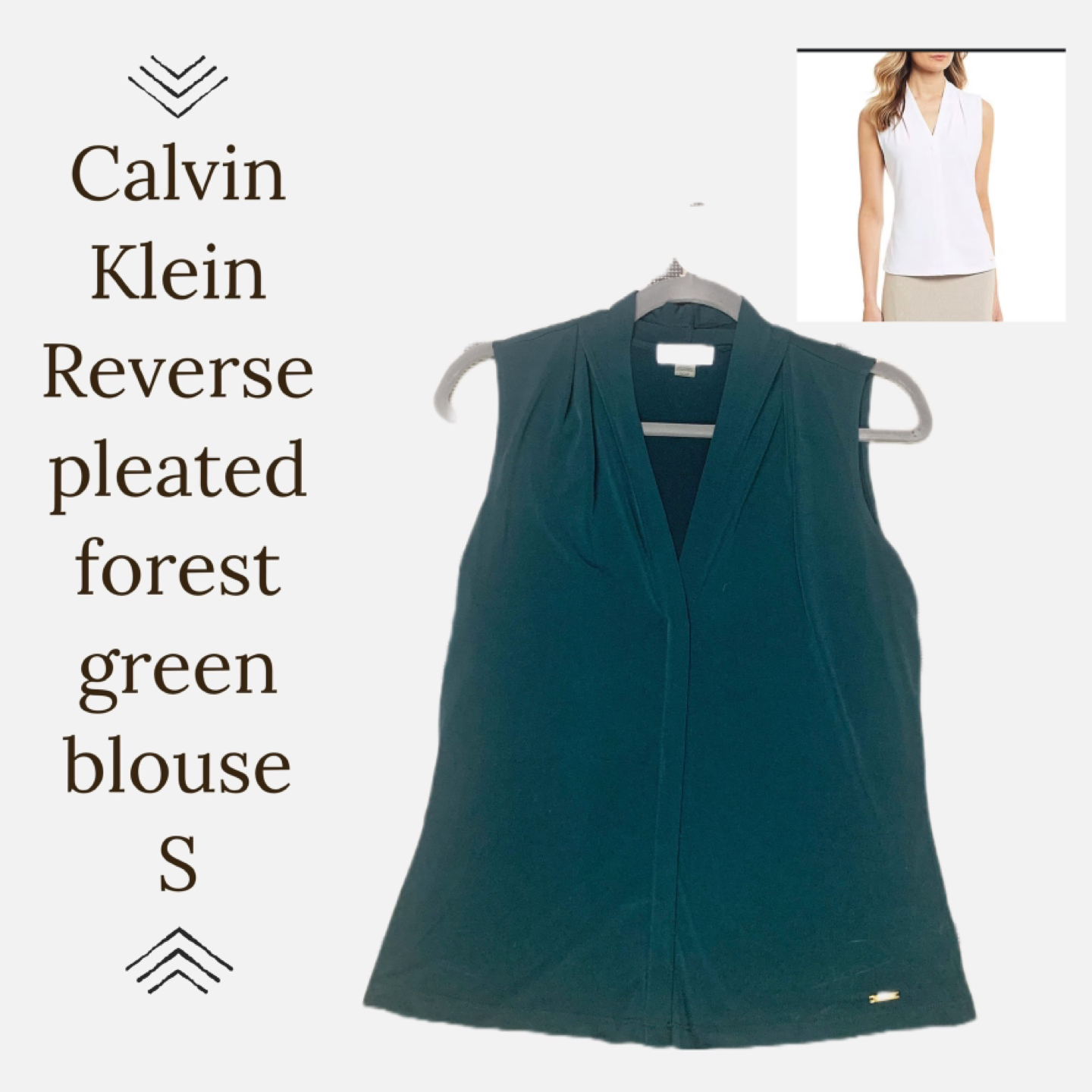 CK reverse pleat blouse green thumbnail