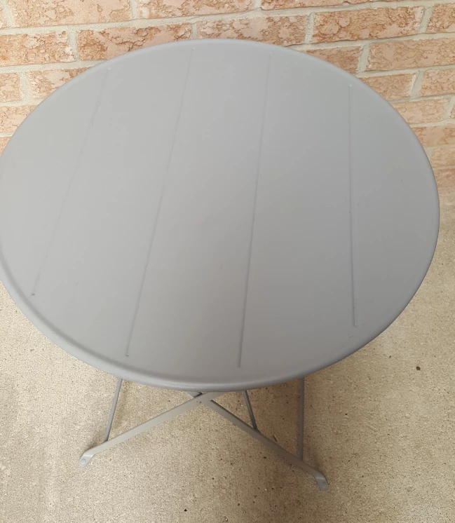 Grey round foldable  steel table thumbnail