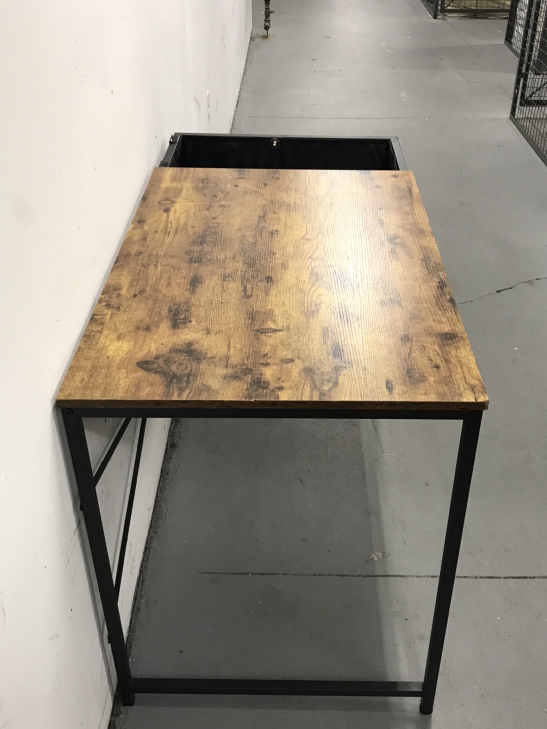 Large Table Desk Beautiful Marble Wood, Storage Metal Legs - photo 3