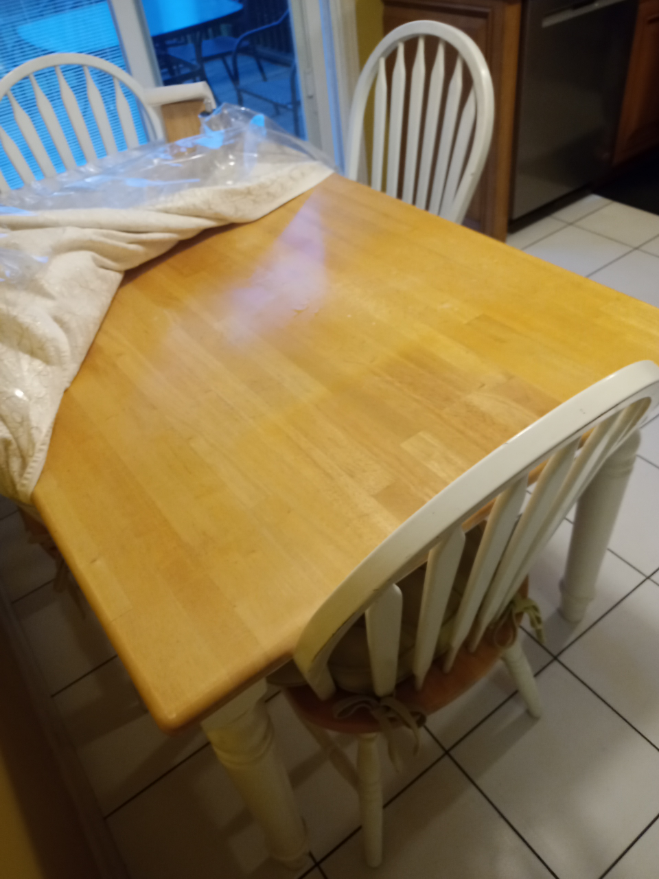Oak wood top, white six seater Set - photo 3