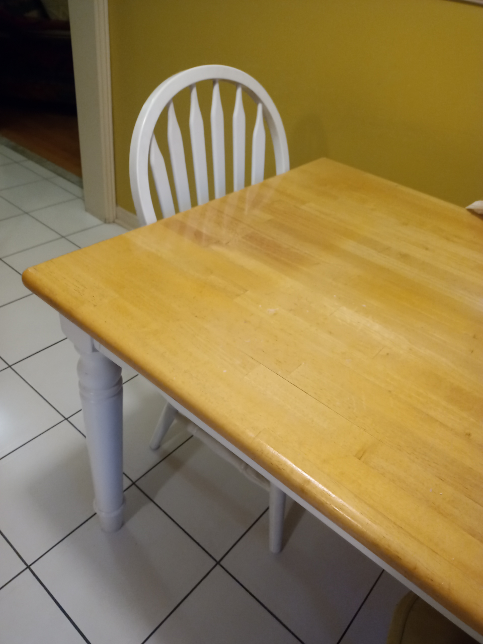 Oak wood top, white six seater Set - photo 4