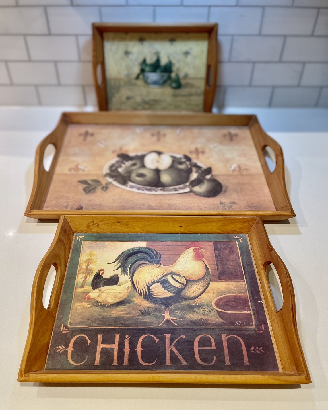 3 Piece Wooden tray set image indicator(2)