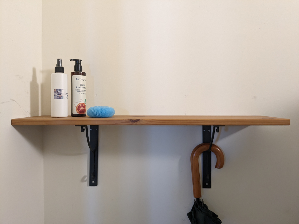 floating shelves, wood & metal
