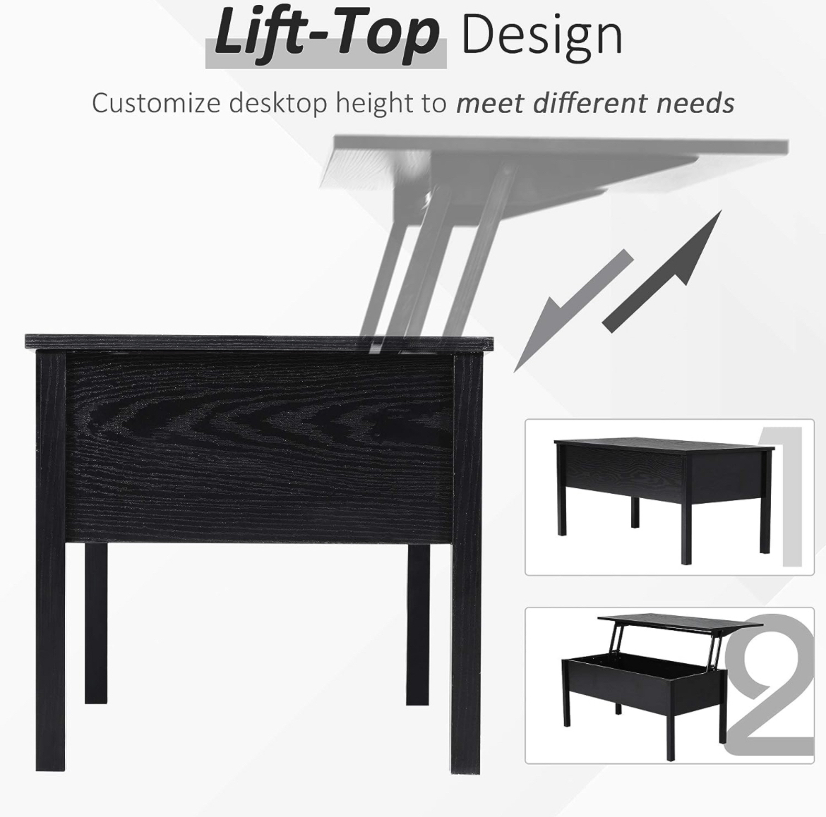 Lift top coffee table-Black - photo 3