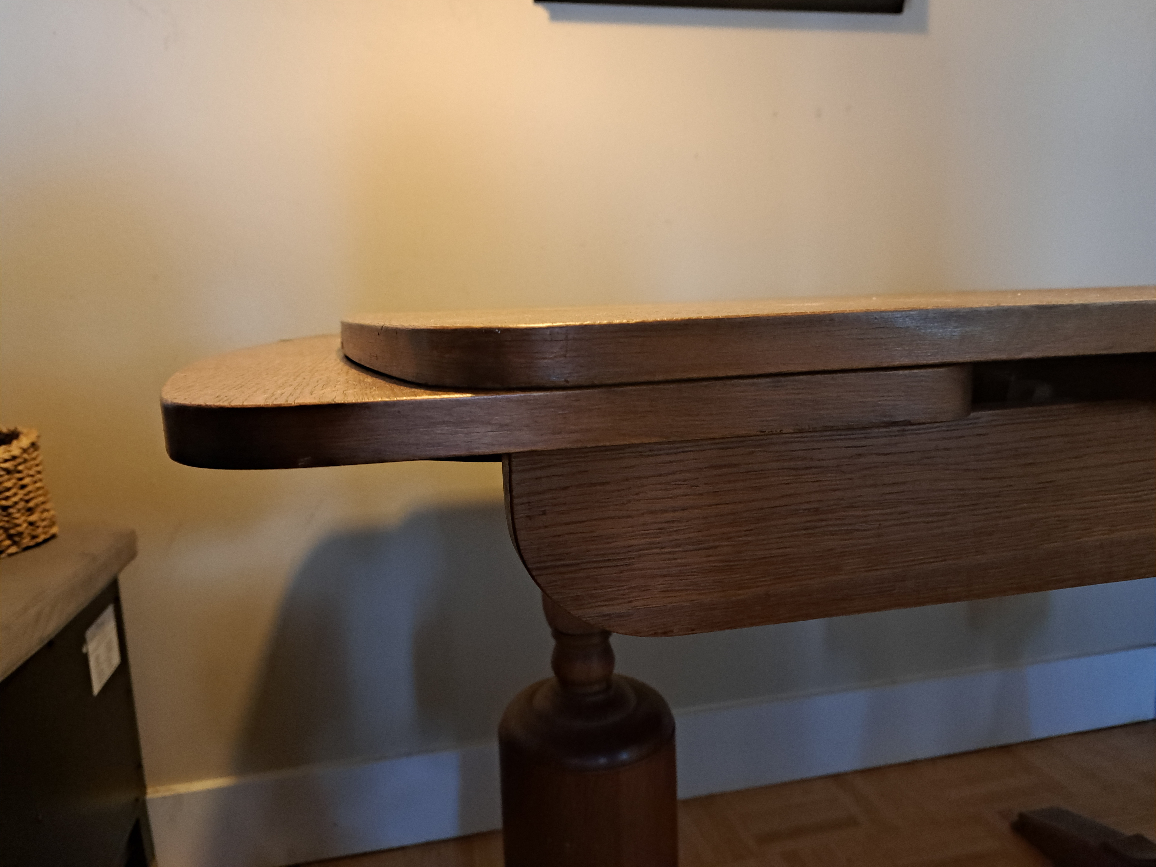 vintage oak slide-leaf table - photo 2