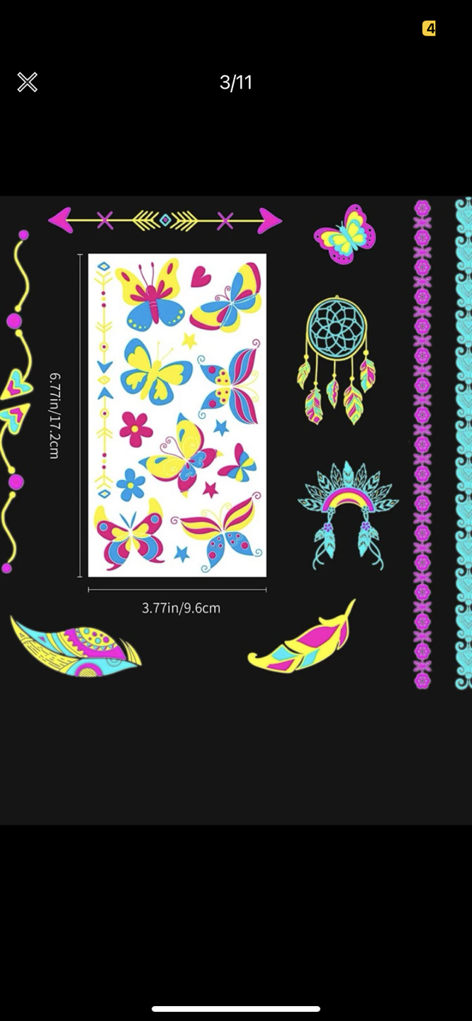 Glow in the dark temp tattoos - 10 sheets image indicator(3)