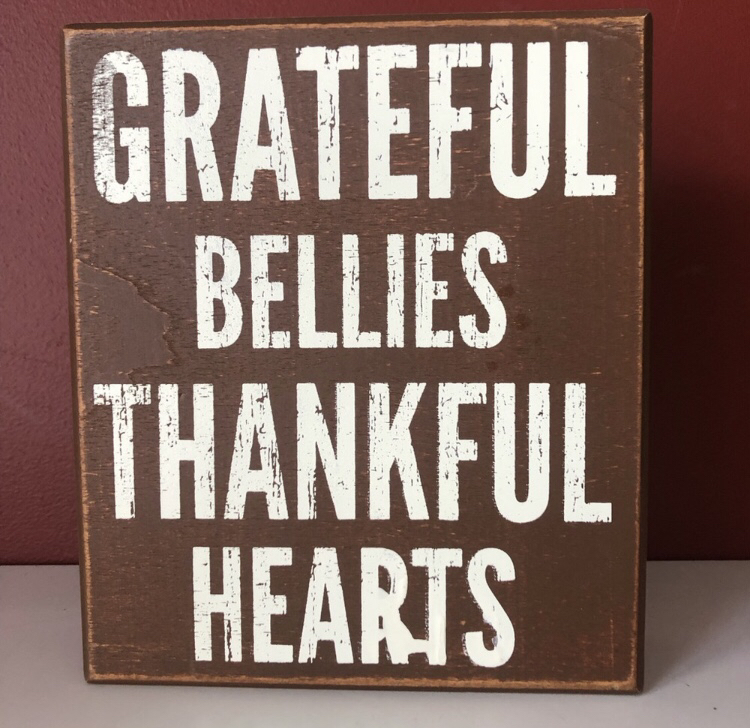 Art: Shelf or Wall Thanksgiving Grateful Bellies Thankful Hearts