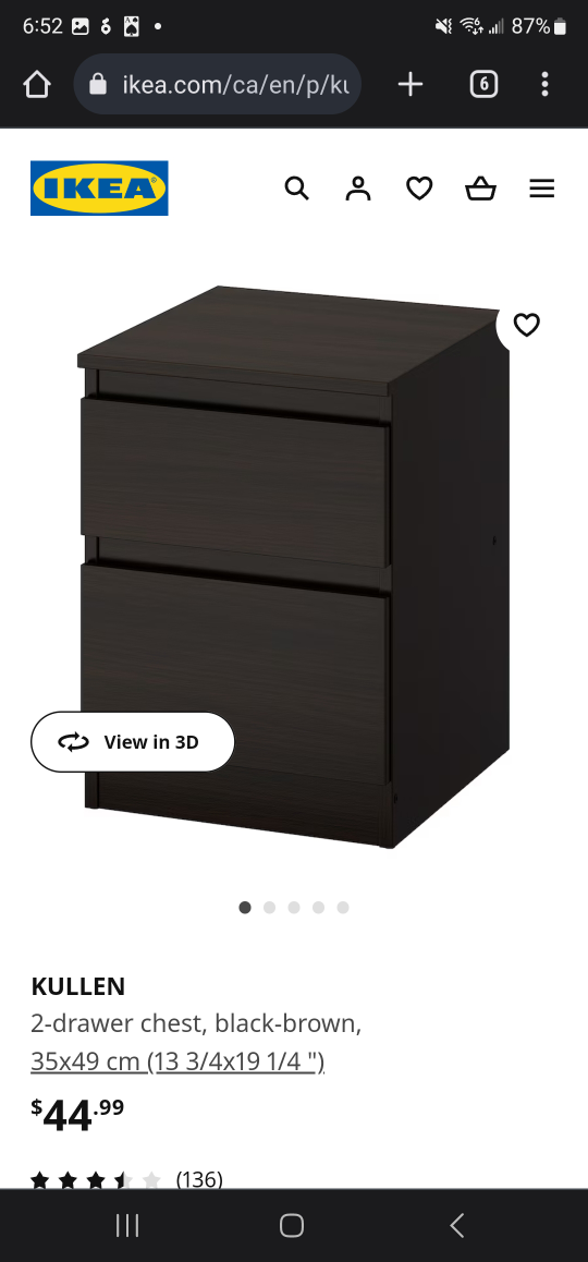 2 pieces of Ikea 2- Drawer Side Chest