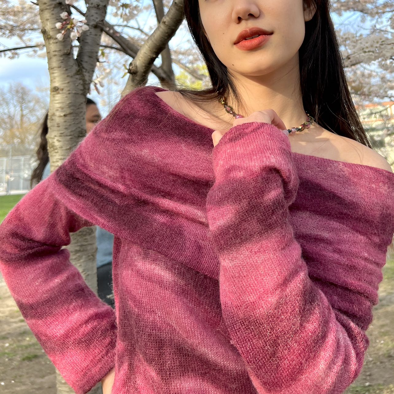 Mohair Blend Turtleneck Sweater in Pink image indicator(4)