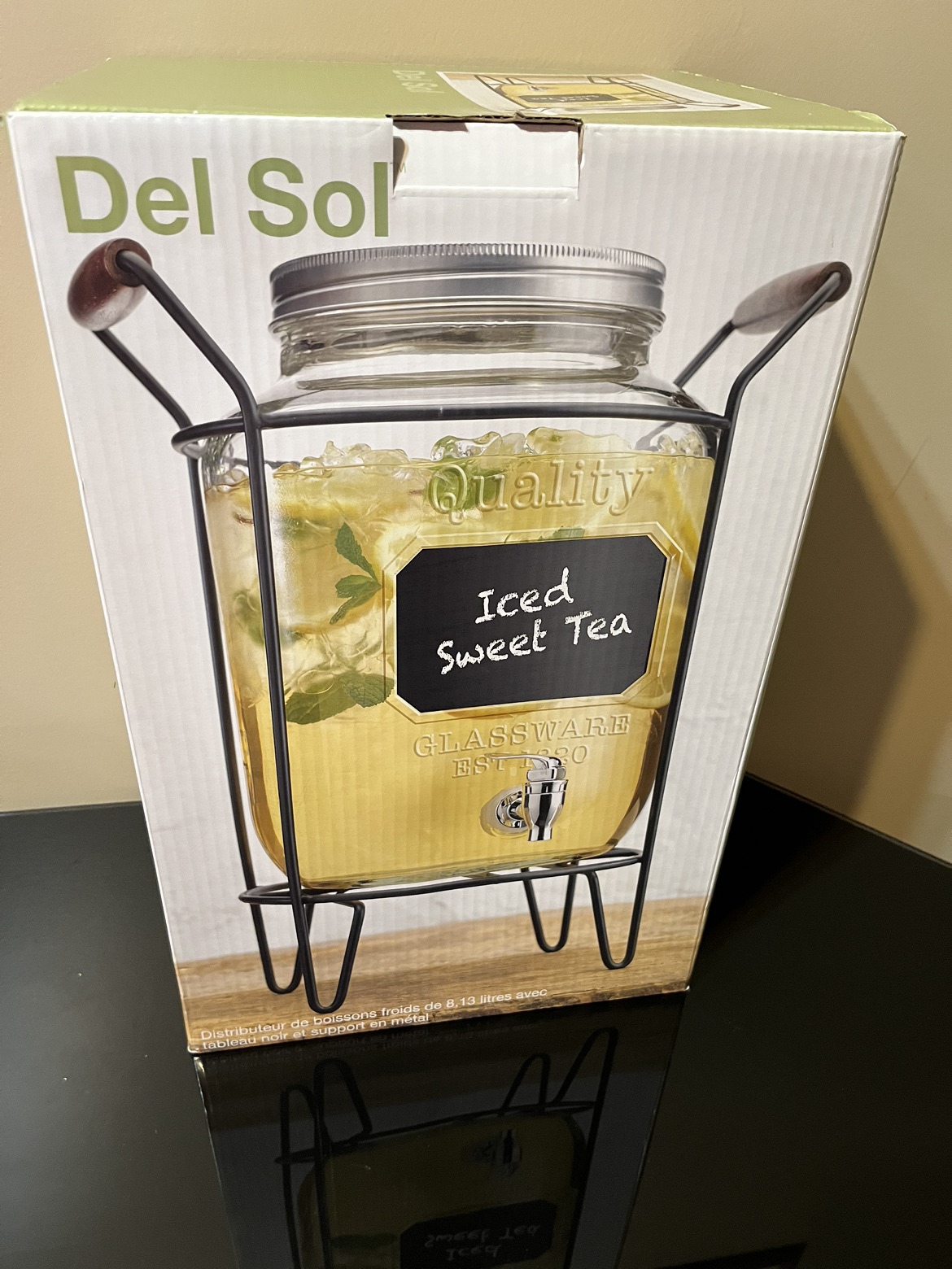 Unused Glass Drink Dispenser