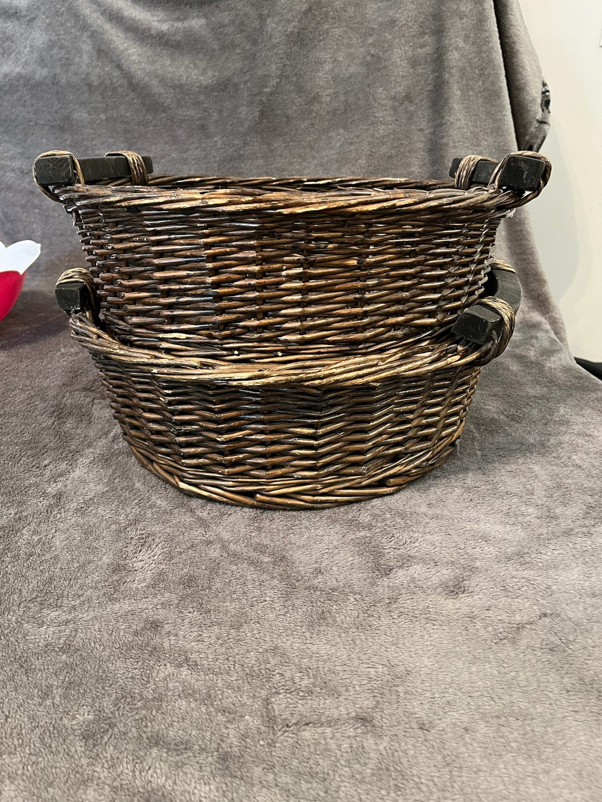 Wicker Basket x2 (Dark Brown) thumbnail