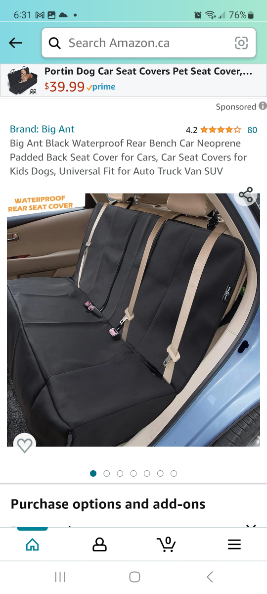 Big Ant Car Bench Cover