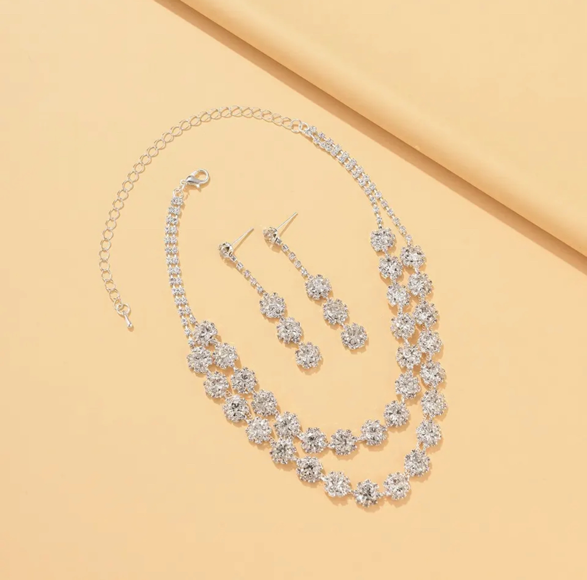 Rhinestone Women Tassel Choker Set