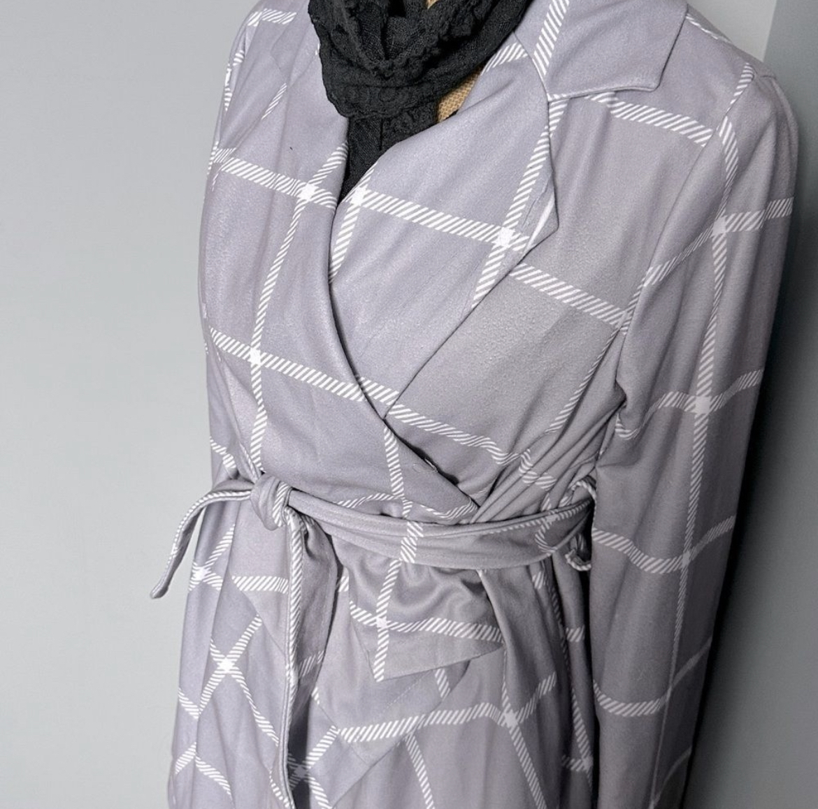 Kayaiv Asymmetric Women's Coat Belted Wrap Oversize Coat, grey image indicator(3)