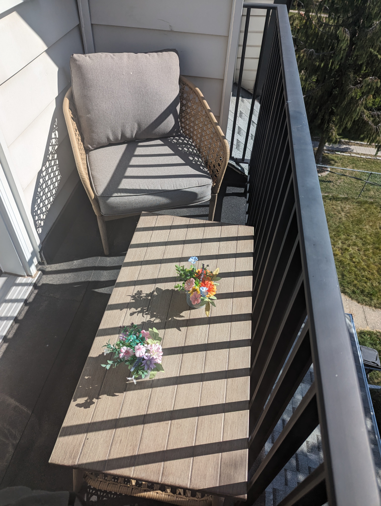 patio chair and table