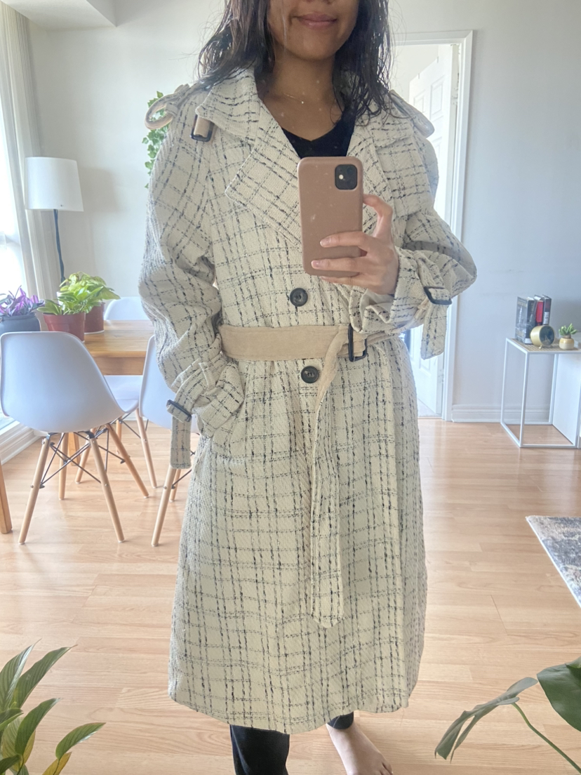 Beige plaid long coat - brand new - photo 5