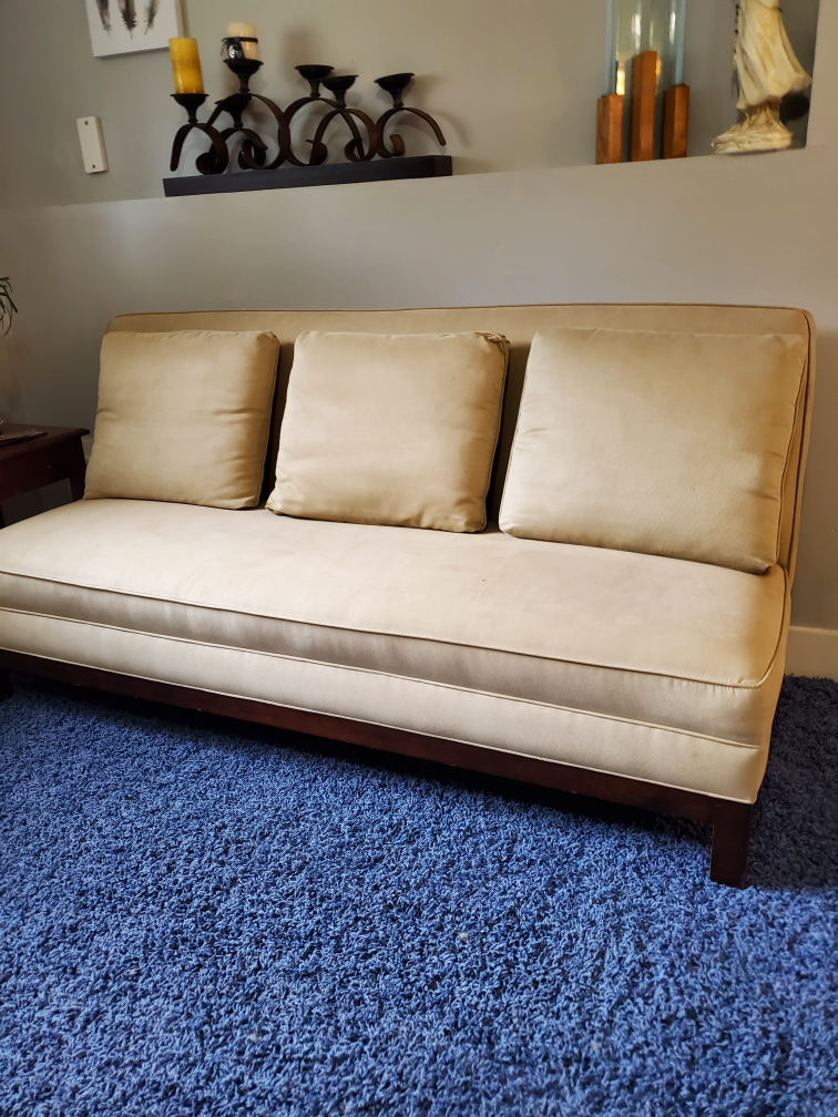 Light Brown Couch with Pillows thumbnail