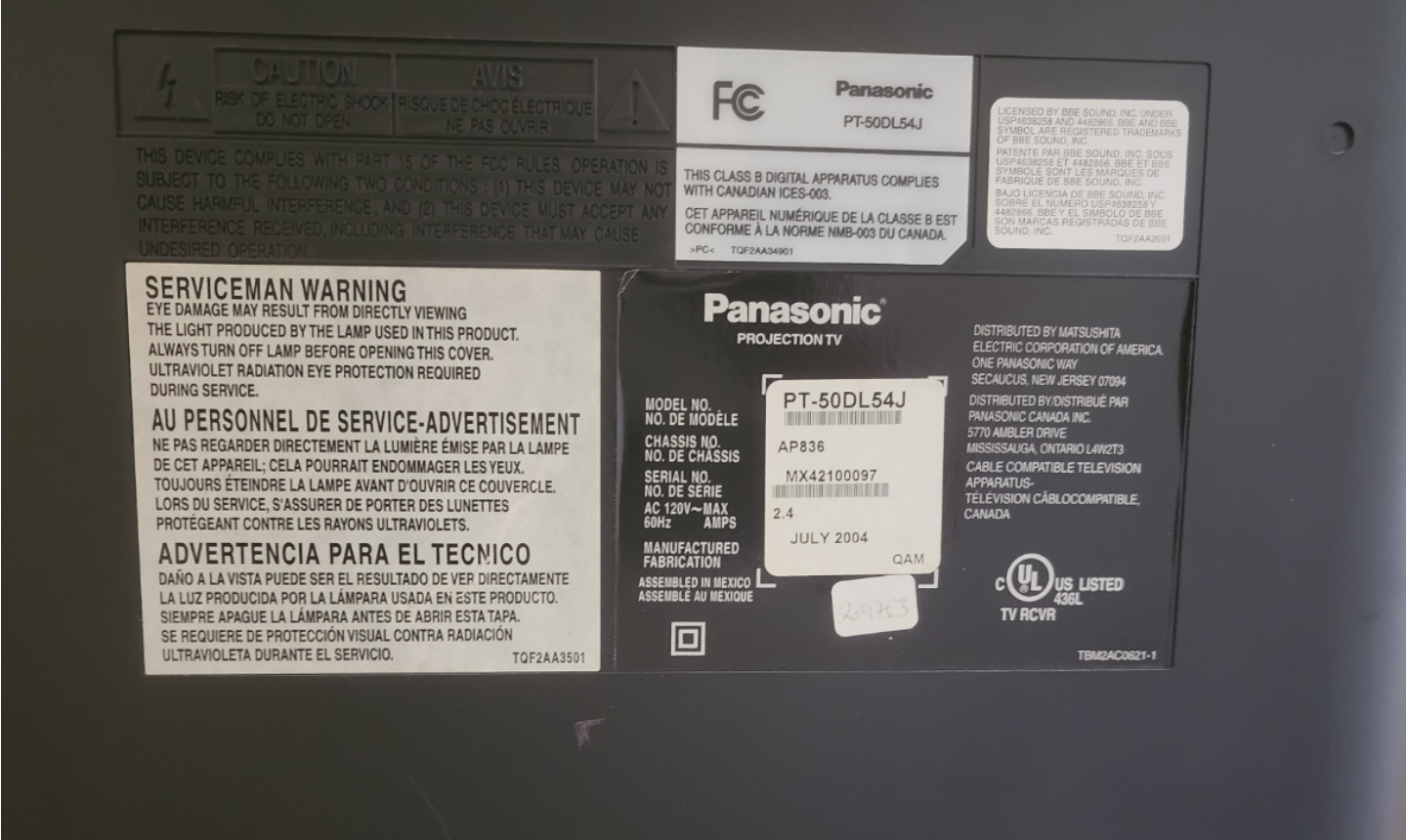 PANASONIC Projection TV with Lamp *PICK UP ONLY* - photo 4