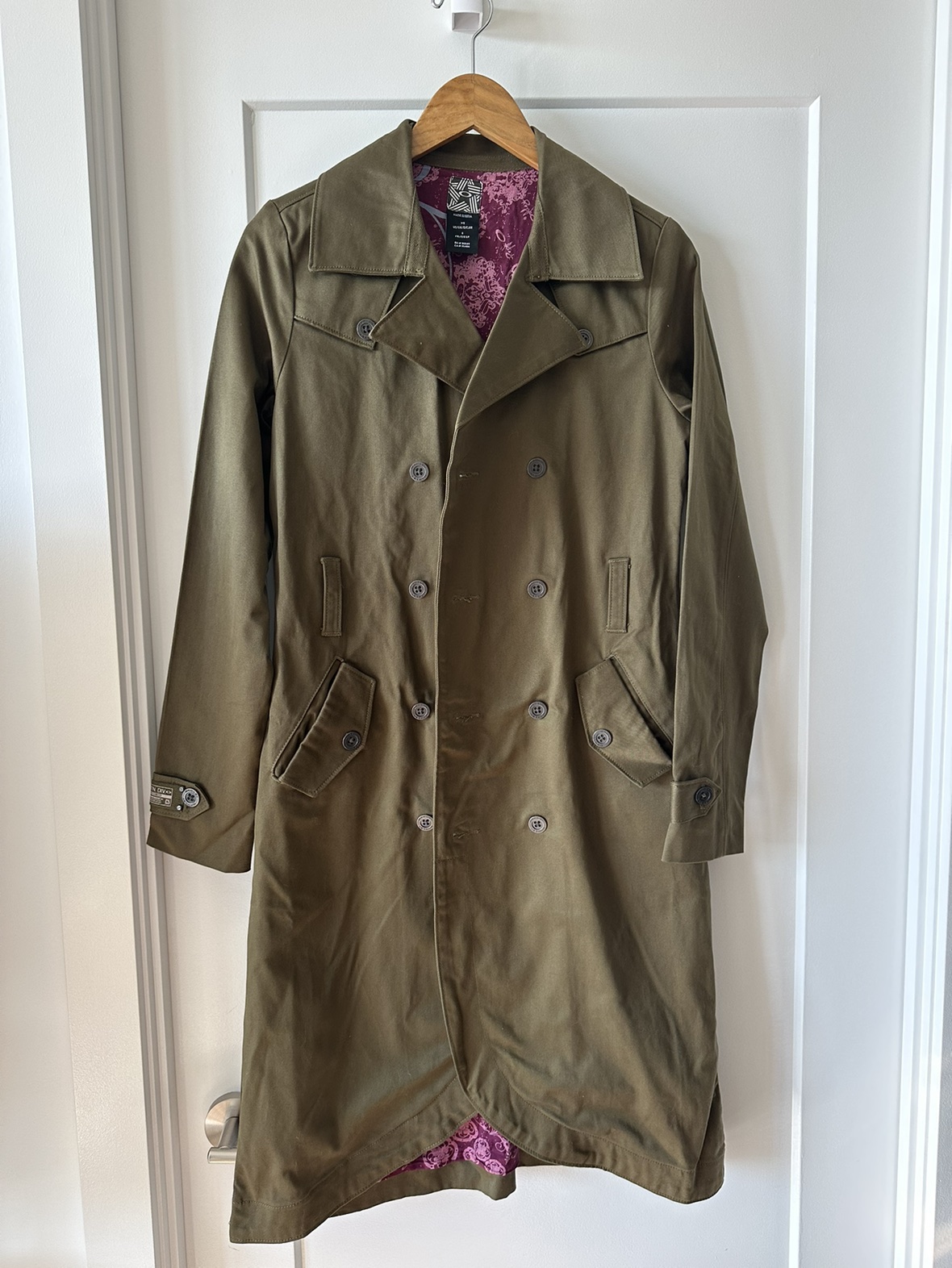Oakley Double Breasted Khaki Tan Trench Coat Size Small