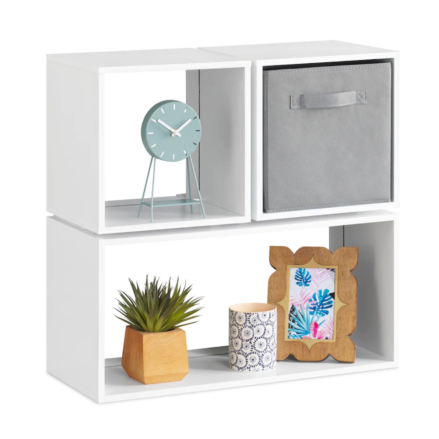 White Cube Storage Organizer Modular Storage Cubes Bookshelf - photo 2